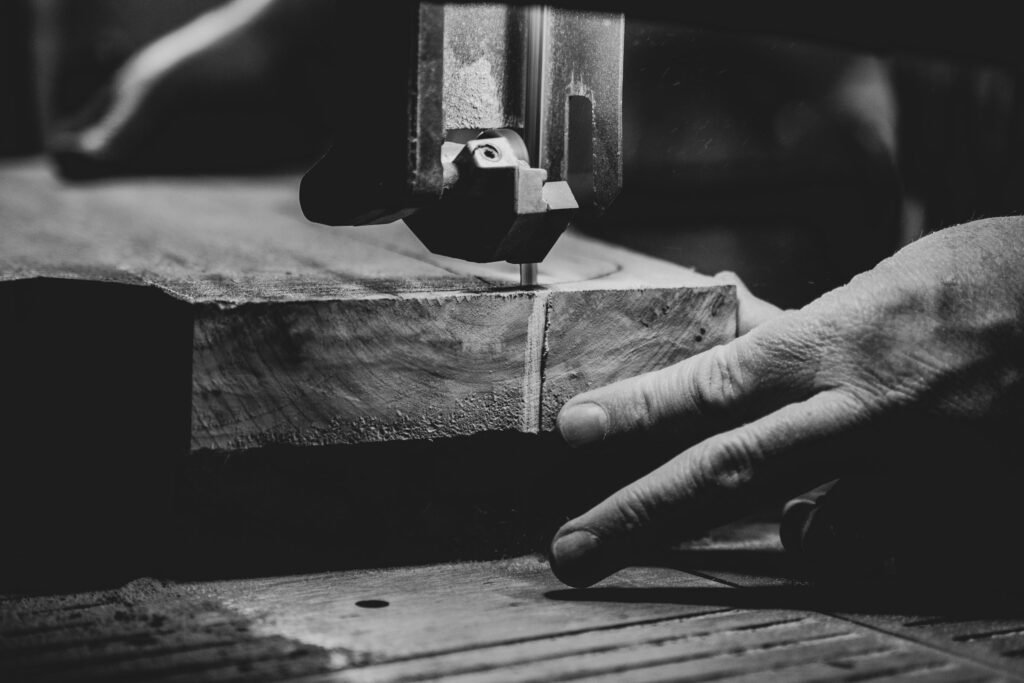 Board being cut to size in the Gurugram interior manufacturing facility